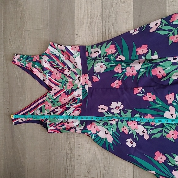 Vince Camuto US 12 Floral Indigo and Pink Sleeveless Summer Dress - Picture 10 of 14